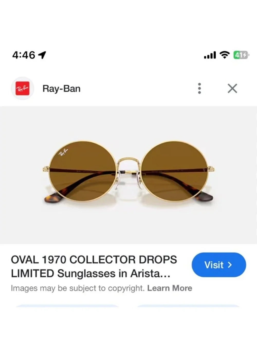 Vintage Ray-Ban Round Metal Sunglasses W/ Case Gold Frame Brown Lenses Retro